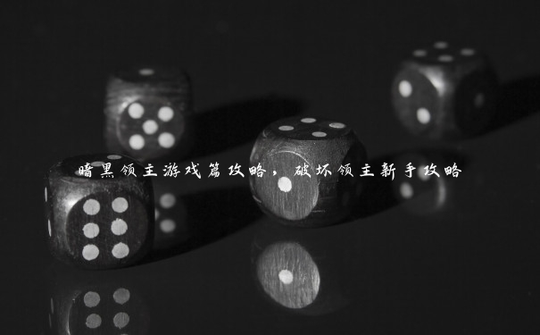 暗黑领主游戏篇攻略,破坏领主新手攻略 暗黑领主游戏篇攻略,破坏领主新手攻略